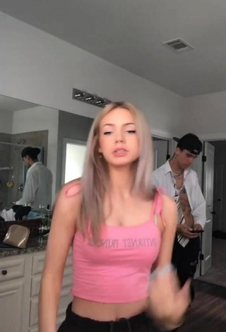 3. Sexy Leah Wood in Pink Crop Top