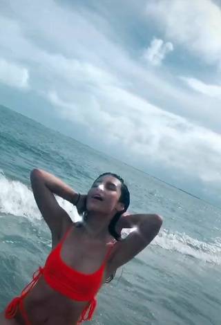 5. Sexy Victoria James in Red Bikini at the Beach