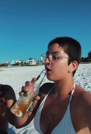 1. Sexy Thalya Rodriguez in White Bikini Top at the Beach