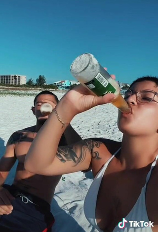 3. Sexy Thalya Rodriguez in White Bikini Top at the Beach
