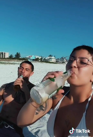 4. Sexy Thalya Rodriguez in White Bikini Top at the Beach