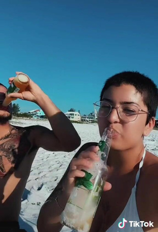 5. Sexy Thalya Rodriguez in White Bikini Top at the Beach