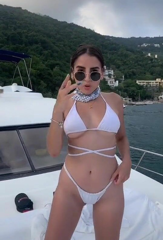 2. Sexy Diana Larume in White Bikini on a Boat