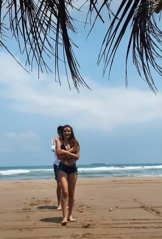 3. Sexy Elaine Haro in Black Bikini Top at the Beach