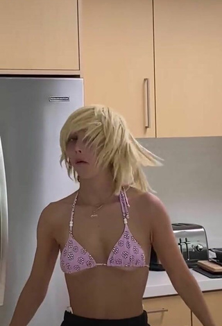 Sexy Emma Chamberlain in Floral Bikini Top