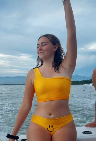5. Sexy Evelyn Rangel in Yellow Bikini on a Boat