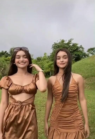 Sexy Aicy & Trisha Shinmari in Brown Dress