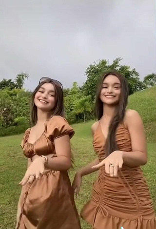 5. Sexy Aicy & Trisha Shinmari in Brown Dress