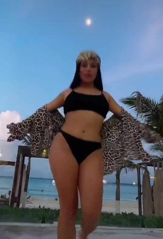 1. Sweet Fernanda Ortega in Cute Black Bikini at the Beach