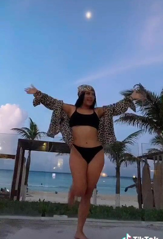 3. Sweet Fernanda Ortega in Cute Black Bikini at the Beach