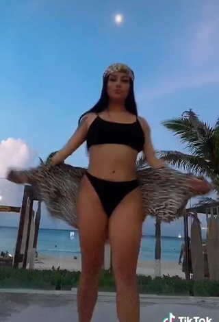 Sweet Fernanda Ortega in Cute Black Bikini at the Beach