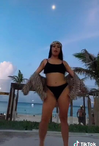 5. Sweet Fernanda Ortega in Cute Black Bikini at the Beach