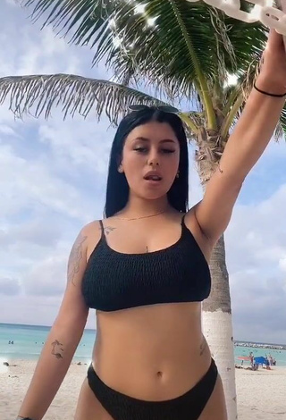 2. Erotic Fernanda Ortega in Black Bikini at the Beach
