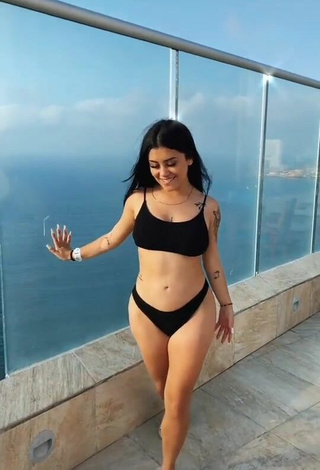 2. Sweetie Fernanda Ortega in Black Bikini on the Balcony