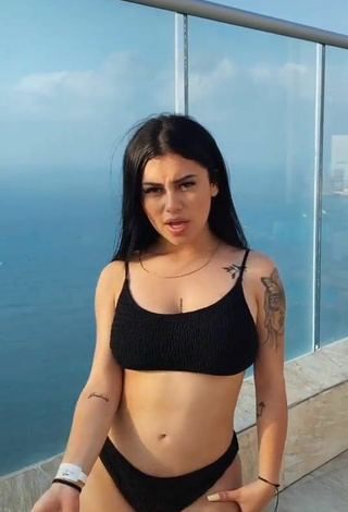5. Sweetie Fernanda Ortega in Black Bikini on the Balcony