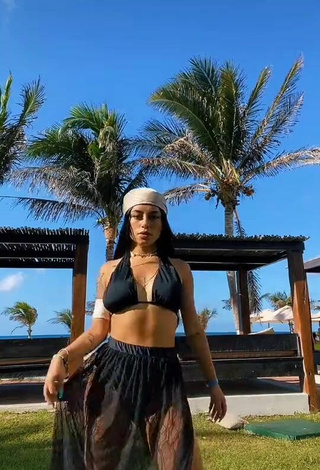Sexy Fernanda Ortega in Black Bikini Top