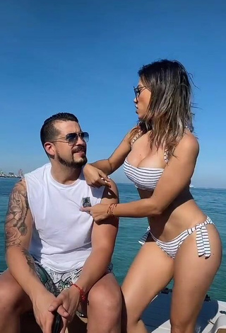 3. Sexy Gaby Asturias in Striped Bikini on a Boat