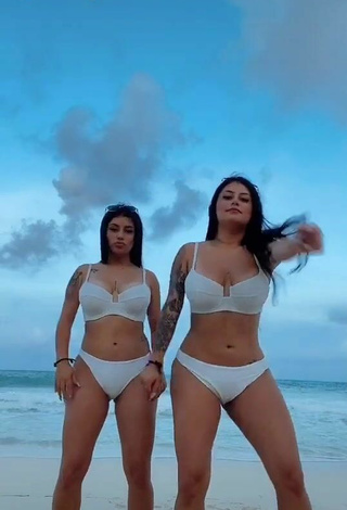 Breathtaking Gemelas Ortega in White Bikini at the Beach