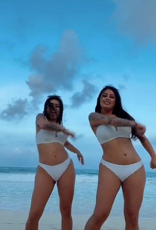 4. Breathtaking Gemelas Ortega in White Bikini at the Beach