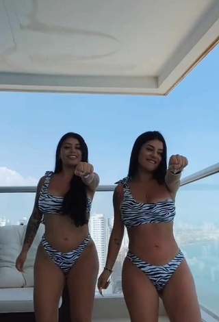 5. Alluring Gemelas Ortega in Erotic Zebra Bikini on the Balcony