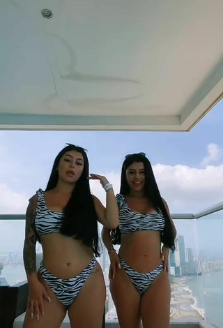 Hottest Gemelas Ortega in Zebra Bikini on the Balcony