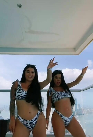 3. Hottest Gemelas Ortega in Zebra Bikini on the Balcony