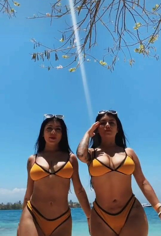 2. Beautiful Gemelas Ortega in Sexy Yellow Bikini at the Beach