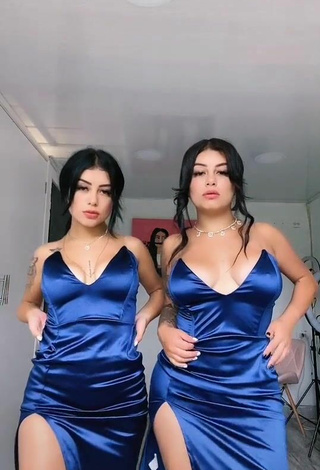 Hot Gemelas Ortega in Blue Dress