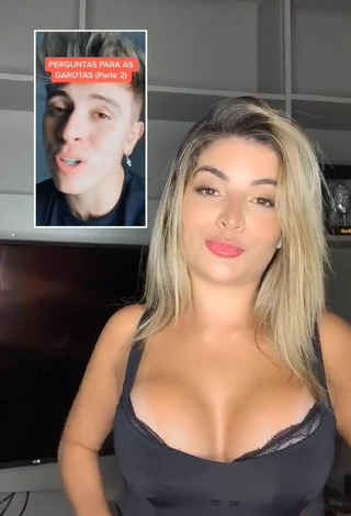 Sexy GKAY Shows Cleavage in Black Top