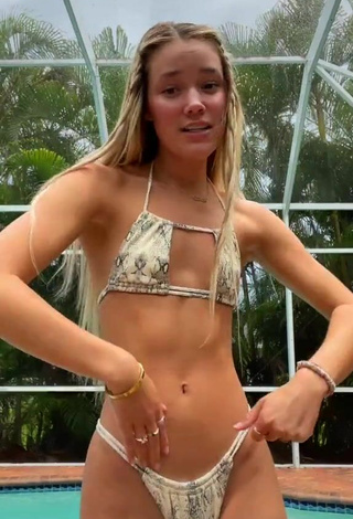 2. Amazing Olivia Ponton in Hot Snake Print Bikini at the Pool