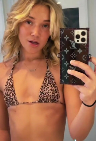 3. Hot Olivia Ponton in Leopard Bikini Top