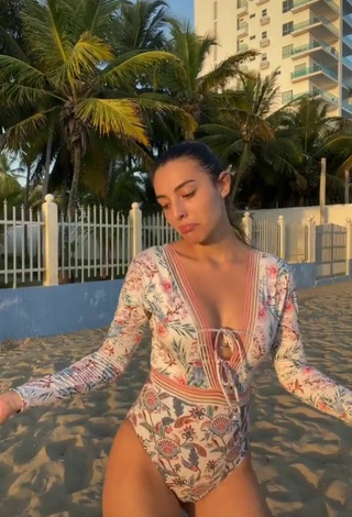2. Sexy Isabela Delgado Urreta in Floral Swimsuit at the Beach