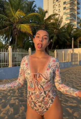 3. Sexy Isabela Delgado Urreta in Floral Swimsuit at the Beach