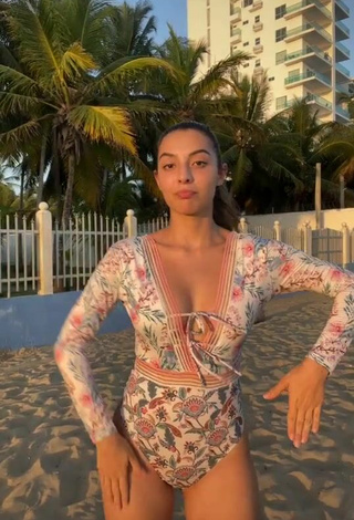 5. Sexy Isabela Delgado Urreta in Floral Swimsuit at the Beach