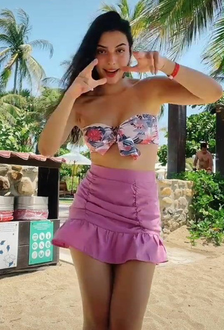 Sexy Isabela Delgado Urreta in Floral Bikini Top at the Beach