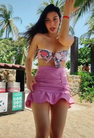 2. Sexy Isabela Delgado Urreta in Floral Bikini Top at the Beach