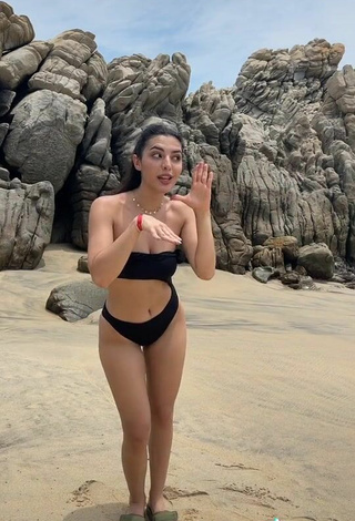 3. Hot Isabela Delgado Urreta in Black Bikini at the Beach