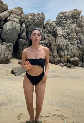 4. Hot Isabela Delgado Urreta in Black Bikini at the Beach