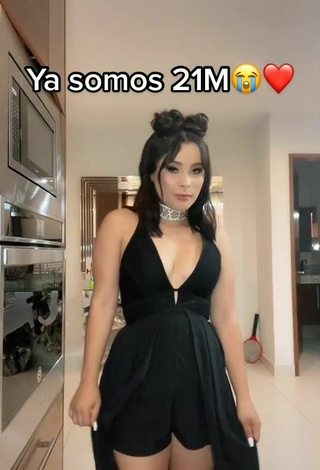 Hot Michel Chavez Shows Cleavage in Black Overall
