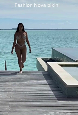 Sexy Jailyne Ojeda Ochoa in Beige Mini Bikini in the Sea