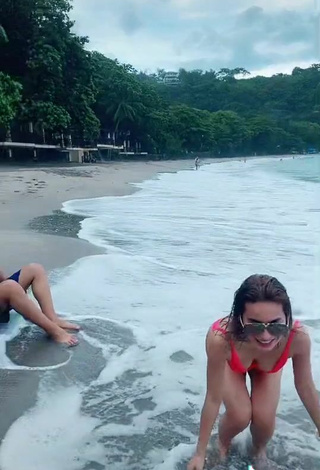 5. Sexy Jelai Andres in Red Swimsuit at the Beach