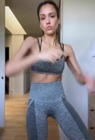 5. Sexy Jessica Alba in Grey Sport Bra