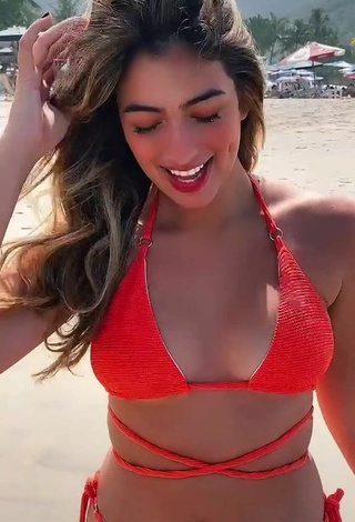 5. Sexy Júlia Puzzuoli in Red Bikini at the Beach