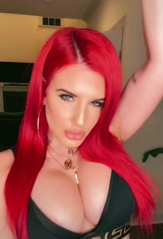 5. Beautiful Justina Valentine Shows Cleavage in Sexy Black Crop Top