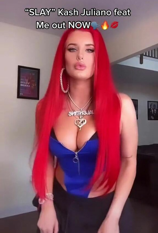 Sexy Justina Valentine Shows Cleavage in Blue Swimsuit