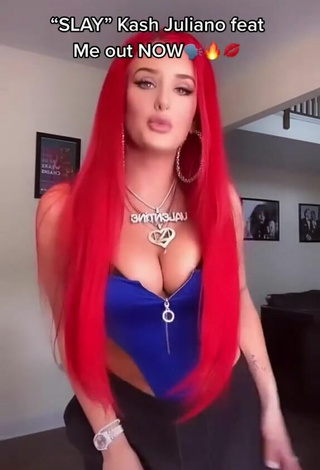 2. Sexy Justina Valentine Shows Cleavage in Blue Swimsuit