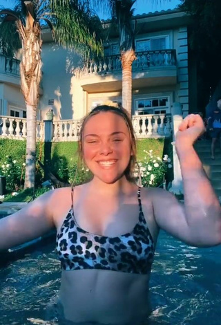 Sexy Kouvr Annon in Leopard Bikini Top at the Pool