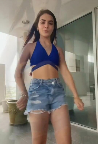 2. Sexy Karen Barrera in Blue Crop Top