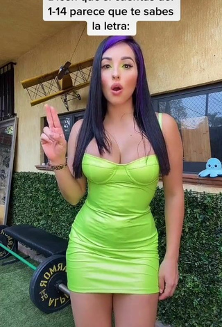 4. Hottie Karla Bustillos Shows Cleavage in Lime Green Dress
