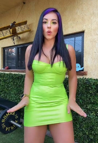 3. Beautiful Karla Bustillos Shows Cleavage in Sexy Lime Green Dress